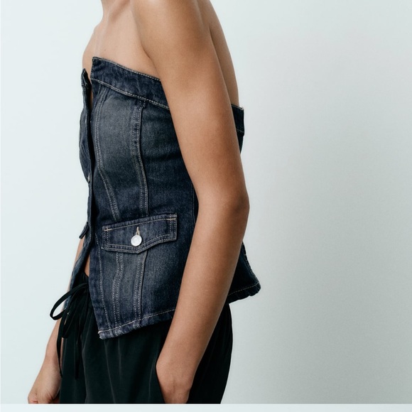 Fitted dark denim jeans top - Picture 2 of 7